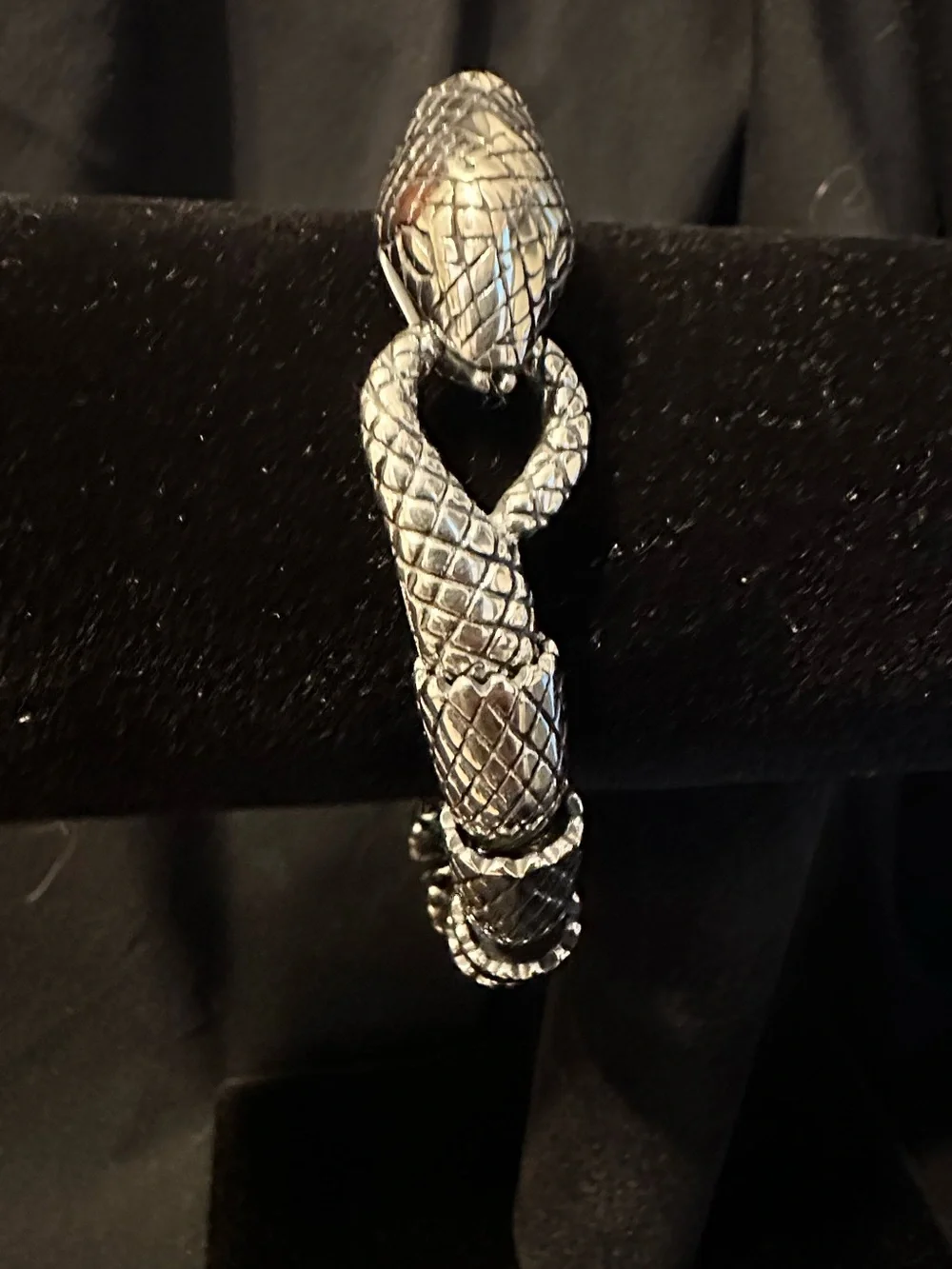Serpent-Style Segmented Bracelet - Silver Tone